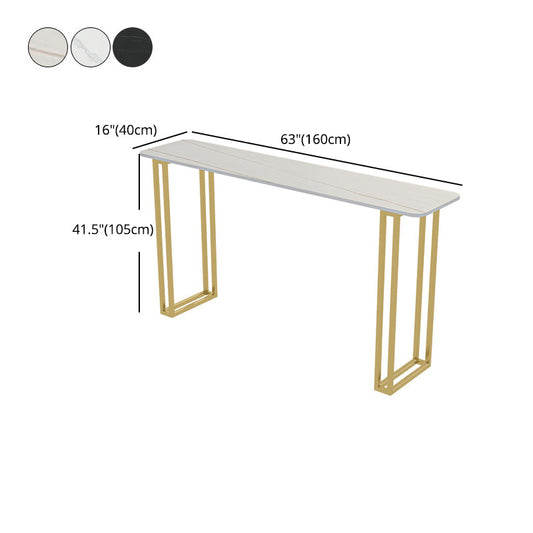 Glam Gold Iron Bar Dining Table Stone Top Indoor Bistro Table with Sled Pedestal Clearhalo 'Bar Furniture' 'Bar Tables' 'bar_tables' 'furn' 'furn_bar_tables' 'Furniture' 'furniture_bar_tables' 'Kitchen & Dining Furniture' 4861527
