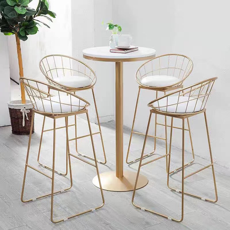 Stone Bar Dining Table Glam Bar Table with Pedestal for Dining Room Round Without Chairs Clearhalo 'Bar Furniture' 'Bar Tables' 'bar_tables' 'furn' 'furn_bar_tables' 'Furniture' 'furniture_bar_tables' 'Kitchen & Dining Furniture' 4861532