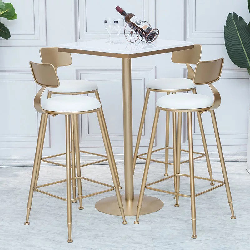 Stone Bar Dining Table Glam Bar Table with Pedestal for Dining Room 23.6"L x 23.6"W x 41.3"H Square Without Chairs Clearhalo 'Bar Furniture' 'Bar Tables' 'bar_tables' 'furn' 'furn_bar_tables' 'Furniture' 'furniture_bar_tables' 'Kitchen & Dining Furniture' 4861534