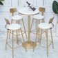 Stone Bar Dining Table Glam Bar Table with Pedestal for Dining Room 23.6"L x 23.6"W x 37.4"H Round Without Chairs Clearhalo 'Bar Furniture' 'Bar Tables' 'bar_tables' 'furn' 'furn_bar_tables' 'Furniture' 'furniture_bar_tables' 'Kitchen & Dining Furniture' 4861535