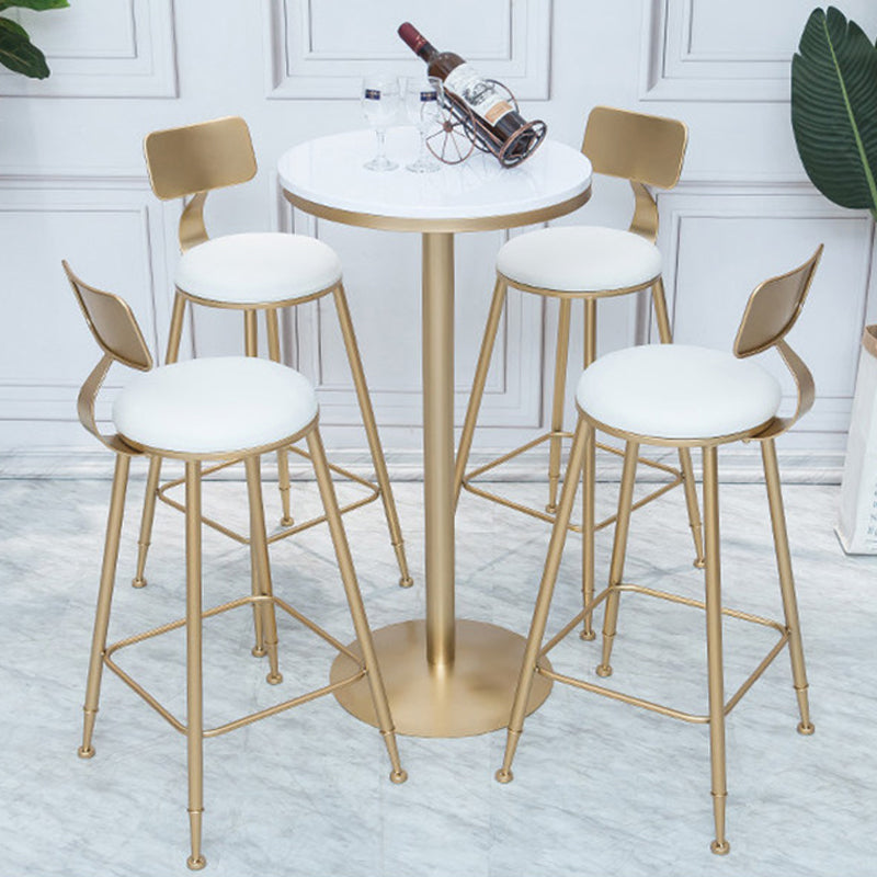 Stone Bar Dining Table Glam Bar Table with Pedestal for Dining Room 23.6"L x 23.6"W x 37.4"H Round Without Chairs Clearhalo 'Bar Furniture' 'Bar Tables' 'bar_tables' 'furn' 'furn_bar_tables' 'Furniture' 'furniture_bar_tables' 'Kitchen & Dining Furniture' 4861535