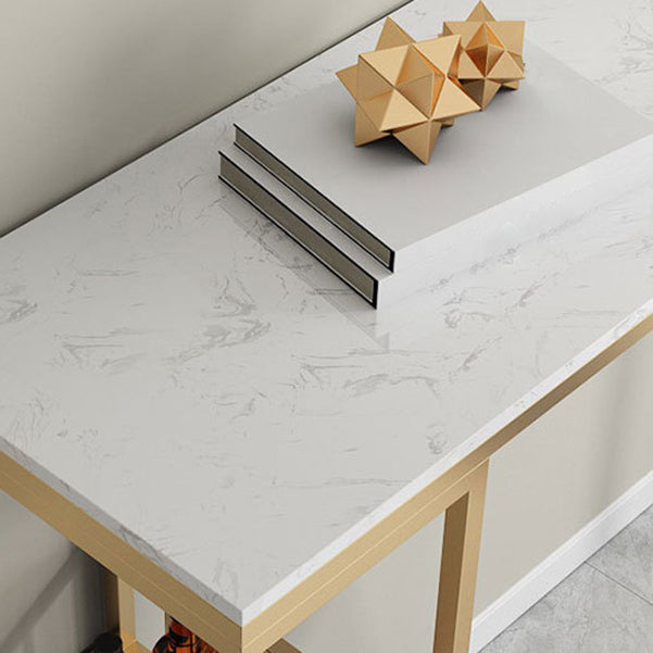 White Top Bar Table Traditional Luxury Rectangle Bar Table with Trestle Base Clearhalo 'Bar Furniture' 'Bar Tables' 'bar_tables' 'furn' 'furn_bar_tables' 'Furniture' 'furniture_bar_tables' 'Kitchen & Dining Furniture' 4861560
