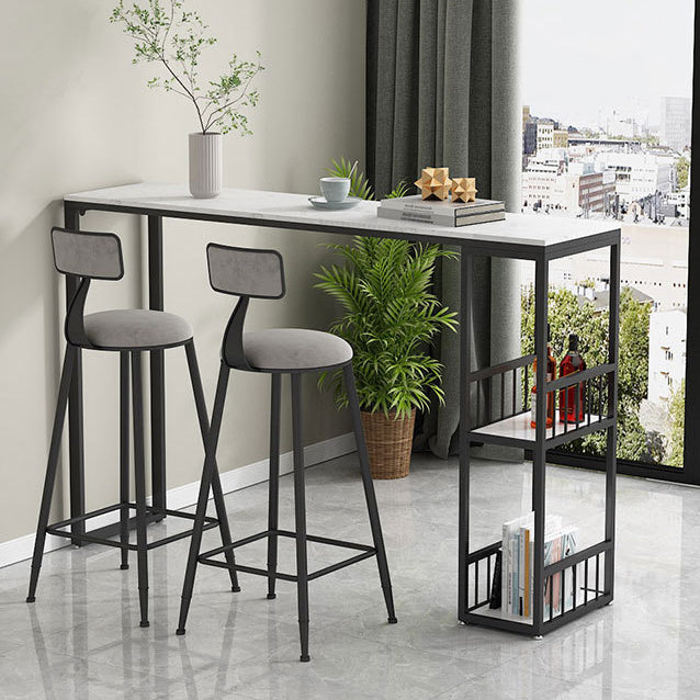 White Top Bar Table Traditional Luxury Rectangle Bar Table with Trestle Base Clearhalo 'Bar Furniture' 'Bar Tables' 'bar_tables' 'furn' 'furn_bar_tables' 'Furniture' 'furniture_bar_tables' 'Kitchen & Dining Furniture' 4861563