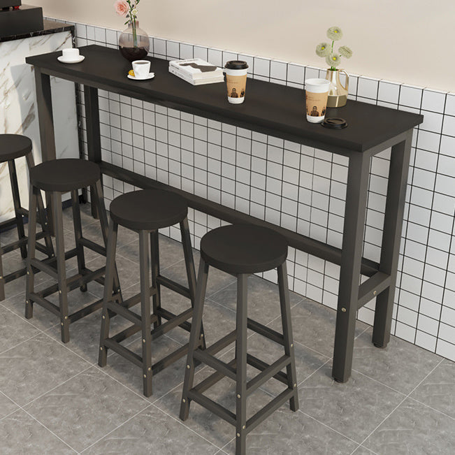 Modern Bar Dining Table Rectangle Bar Dining Table with Trestle Base Black Without Chairs Clearhalo 'Bar Furniture' 'Bar Tables' 'bar_tables' 'furn' 'furn_bar_tables' 'Furniture' 'furniture_bar_tables' 'Kitchen & Dining Furniture' 4861588
