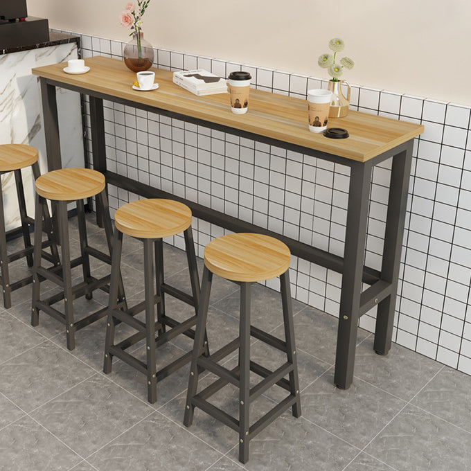 Modern Bar Dining Table Rectangle Bar Dining Table with Trestle Base Brown Without Chairs Clearhalo 'Bar Furniture' 'Bar Tables' 'bar_tables' 'furn' 'furn_bar_tables' 'Furniture' 'furniture_bar_tables' 'Kitchen & Dining Furniture' 4861590