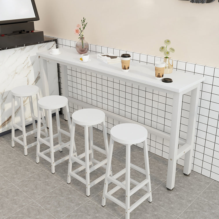 Modern Bar Dining Table Rectangle Bar Dining Table with Trestle Base White Without Chairs Clearhalo 'Bar Furniture' 'Bar Tables' 'bar_tables' 'furn' 'furn_bar_tables' 'Furniture' 'furniture_bar_tables' 'Kitchen & Dining Furniture' 4861591