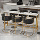 White Stone Bar Table Traditional Luxury Bar Table with Gold Base 78.7"L x 15.7"W x 41.3"H Without Chairs Clearhalo 'Bar Furniture' 'Bar Tables' 'bar_tables' 'furn' 'furn_bar_tables' 'Furniture' 'furniture_bar_tables' 'Kitchen & Dining Furniture' 4861612