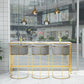 White Stone Bar Table Traditional Luxury Bar Table with Gold Base 59.1"L x 15.7"W x 41.3"H Without Chairs Clearhalo 'Bar Furniture' 'Bar Tables' 'bar_tables' 'furn' 'furn_bar_tables' 'Furniture' 'furniture_bar_tables' 'Kitchen & Dining Furniture' 4861615