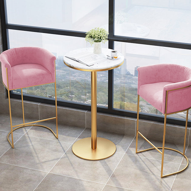 White Stone Bar Table Traditional Luxury Bar Table with Gold Base 23.6"L x 23.6"W x 41.3"H Without Chairs Clearhalo 'Bar Furniture' 'Bar Tables' 'bar_tables' 'furn' 'furn_bar_tables' 'Furniture' 'furniture_bar_tables' 'Kitchen & Dining Furniture' 4861616