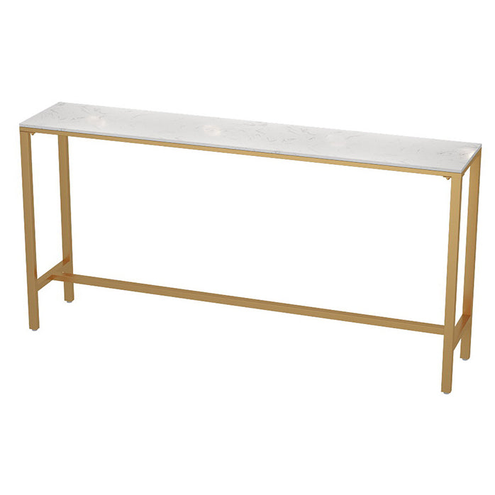 White Stone Bar Table Traditional Luxury Bar Table with Gold Base Clearhalo 'Bar Furniture' 'Bar Tables' 'bar_tables' 'furn' 'furn_bar_tables' 'Furniture' 'furniture_bar_tables' 'Kitchen & Dining Furniture' 4861617