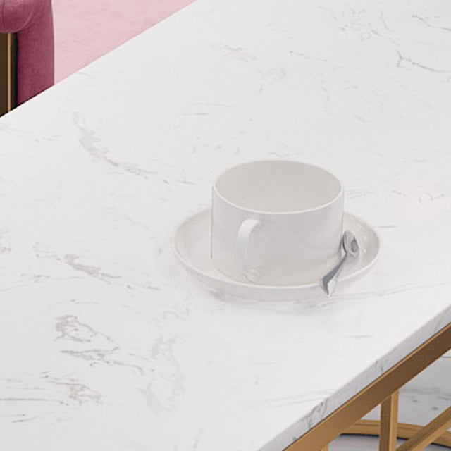 White Stone Bar Table Traditional Luxury Bar Table with Gold Base Clearhalo 'Bar Furniture' 'Bar Tables' 'bar_tables' 'furn' 'furn_bar_tables' 'Furniture' 'furniture_bar_tables' 'Kitchen & Dining Furniture' 4861618