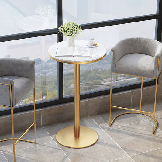 White Stone Bar Table Traditional Luxury Bar Table with Gold Base Clearhalo 'Bar Furniture' 'Bar Tables' 'bar_tables' 'furn' 'furn_bar_tables' 'Furniture' 'furniture_bar_tables' 'Kitchen & Dining Furniture' 4861622