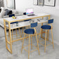 Traditional Luxury Bar Table Rectangle Stone Bar Table with Trestle Base 94.5"L x 15.7"W x 41.3"H Storage Included Without Chairs Clearhalo 'Bar Furniture' 'Bar Tables' 'bar_tables' 'furn' 'furn_bar_tables' 'Furniture' 'furniture_bar_tables' 'Kitchen & Dining Furniture' 4861634