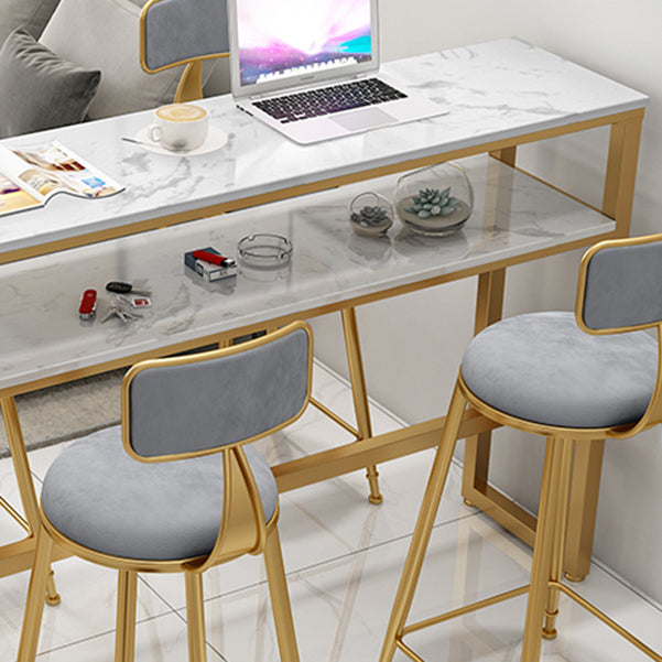 Traditional Luxury Bar Table Rectangle Stone Bar Table with Trestle Base Clearhalo 'Bar Furniture' 'Bar Tables' 'bar_tables' 'furn' 'furn_bar_tables' 'Furniture' 'furniture_bar_tables' 'Kitchen & Dining Furniture' 4861639
