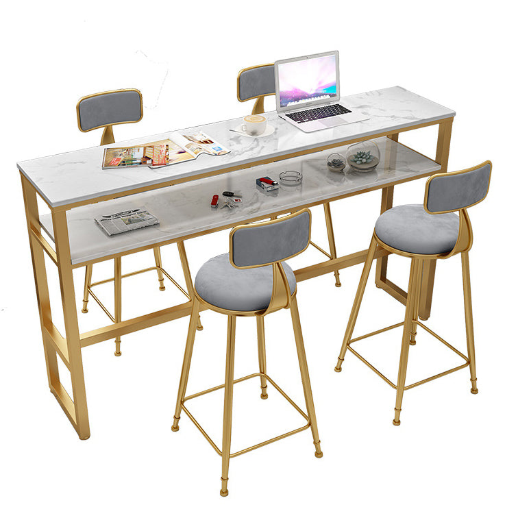 Traditional Luxury Bar Table Rectangle Stone Bar Table with Trestle Base Clearhalo 'Bar Furniture' 'Bar Tables' 'bar_tables' 'furn' 'furn_bar_tables' 'Furniture' 'furniture_bar_tables' 'Kitchen & Dining Furniture' 4861641