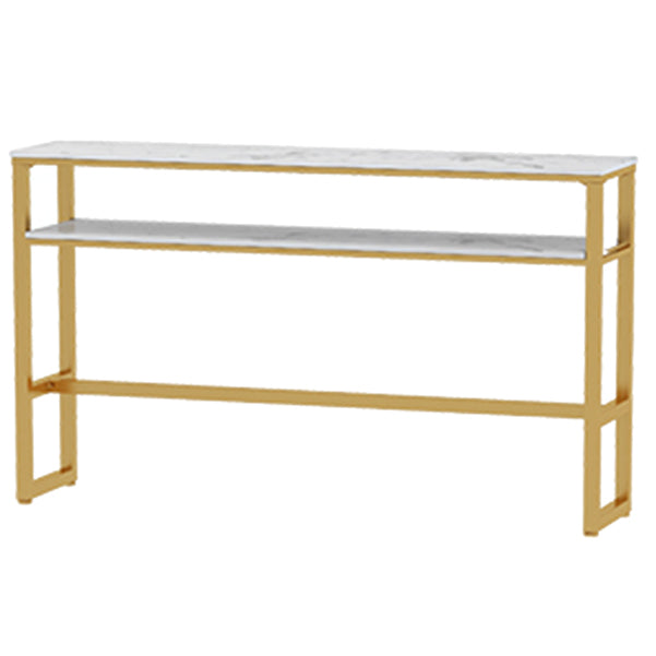 Traditional Luxury Bar Table Rectangle Stone Bar Table with Trestle Base Storage Included Without Chairs Clearhalo 'Bar Furniture' 'Bar Tables' 'bar_tables' 'furn' 'furn_bar_tables' 'Furniture' 'furniture_bar_tables' 'Kitchen & Dining Furniture' 4861642