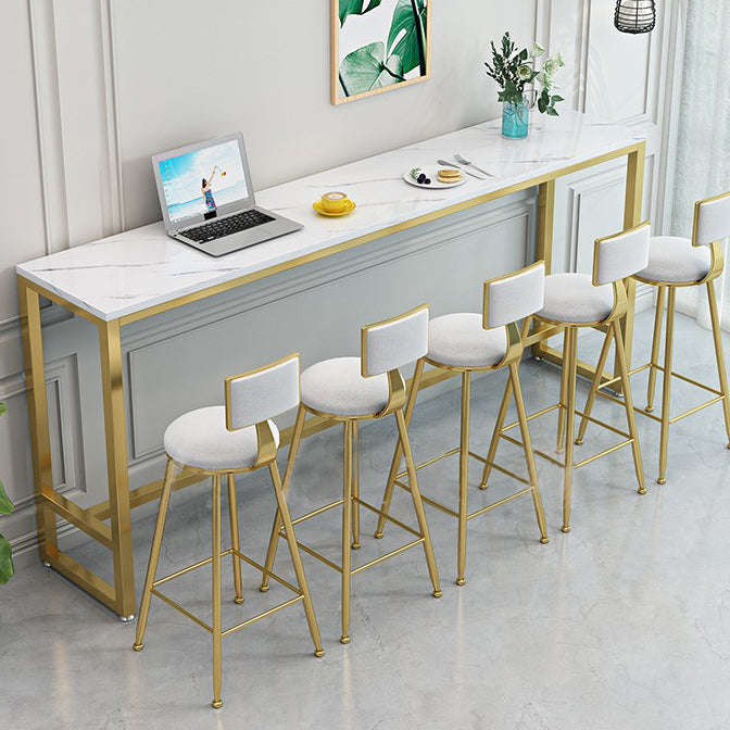 Modern Bar Dining Table Rectangle Bar Table with Trestle Base 86.6"L x 15.7"W x 41.3"H Without Chairs Clearhalo 'Bar Furniture' 'Bar Tables' 'bar_tables' 'furn' 'furn_bar_tables' 'Furniture' 'furniture_bar_tables' 'Kitchen & Dining Furniture' 4861663