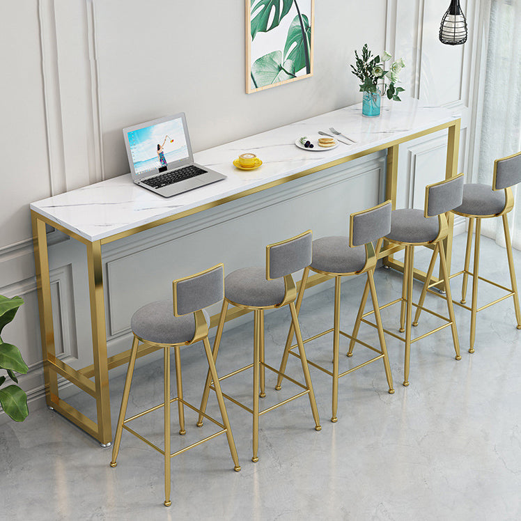 Modern Bar Dining Table Rectangle Bar Table with Trestle Base 78.7"L x 15.7"W x 41.3"H Without Chairs Clearhalo 'Bar Furniture' 'Bar Tables' 'bar_tables' 'furn' 'furn_bar_tables' 'Furniture' 'furniture_bar_tables' 'Kitchen & Dining Furniture' 4861664