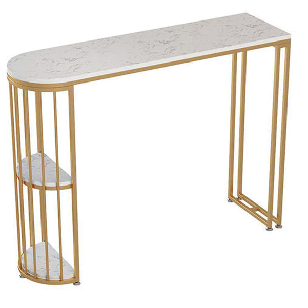 White Stone Bar Table Traditional Luxury Bar Table with Sled Base in Gold Without Chairs Clearhalo 'Bar Furniture' 'Bar Tables' 'bar_tables' 'furn' 'furn_bar_tables' 'Furniture' 'furniture_bar_tables' 'Kitchen & Dining Furniture' 4861694