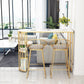 White Stone Bar Table Traditional Luxury Bar Table with Sled Base in Gold Clearhalo 'Bar Furniture' 'Bar Tables' 'bar_tables' 'furn' 'furn_bar_tables' 'Furniture' 'furniture_bar_tables' 'Kitchen & Dining Furniture' 4861699