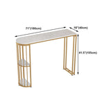 White Stone Bar Table Traditional Luxury Bar Table with Sled Base in Gold Clearhalo 'Bar Furniture' 'Bar Tables' 'bar_tables' 'furn' 'furn_bar_tables' 'Furniture' 'furniture_bar_tables' 'Kitchen & Dining Furniture' 4861705