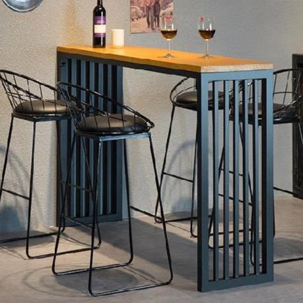 Pine Wood Bar Table Rectangle Industrial Bar Table with Sled Base 78.7"L x 15.7"W x 41.3"H Without Chairs Clearhalo 'Bar Furniture' 'Bar Tables' 'bar_tables' 'furn' 'furn_bar_tables' 'Furniture' 'furniture_bar_tables' 'Kitchen & Dining Furniture' 4861708