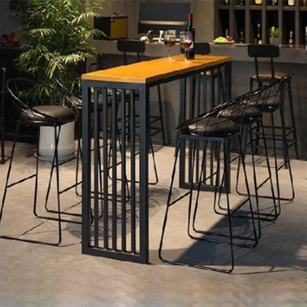Pine Wood Bar Table Rectangle Industrial Bar Table with Sled Base 70.9"L x 15.7"W x 41.3"H Without Chairs Clearhalo 'Bar Furniture' 'Bar Tables' 'bar_tables' 'furn' 'furn_bar_tables' 'Furniture' 'furniture_bar_tables' 'Kitchen & Dining Furniture' 4861709