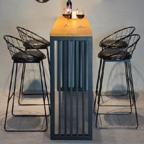 Pine Wood Bar Table Rectangle Industrial Bar Table with Sled Base 63"L x 15.7"W x 41.3"H Without Chairs Clearhalo 'Bar Furniture' 'Bar Tables' 'bar_tables' 'furn' 'furn_bar_tables' 'Furniture' 'furniture_bar_tables' 'Kitchen & Dining Furniture' 4861710