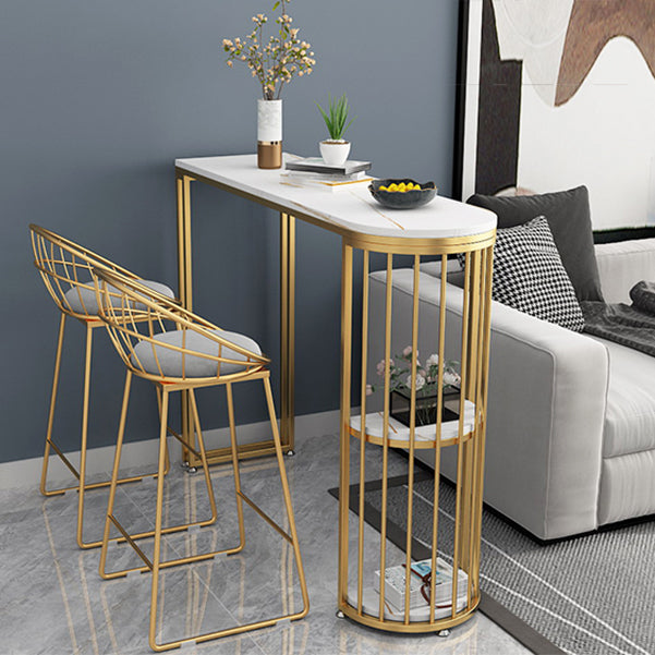 Traditional Luxury Bar Table Stone Top Bar Table with Sled Base Clearhalo 'Bar Furniture' 'Bar Tables' 'bar_tables' 'furn' 'furn_bar_tables' 'Furniture' 'furniture_bar_tables' 'Kitchen & Dining Furniture' 4861730