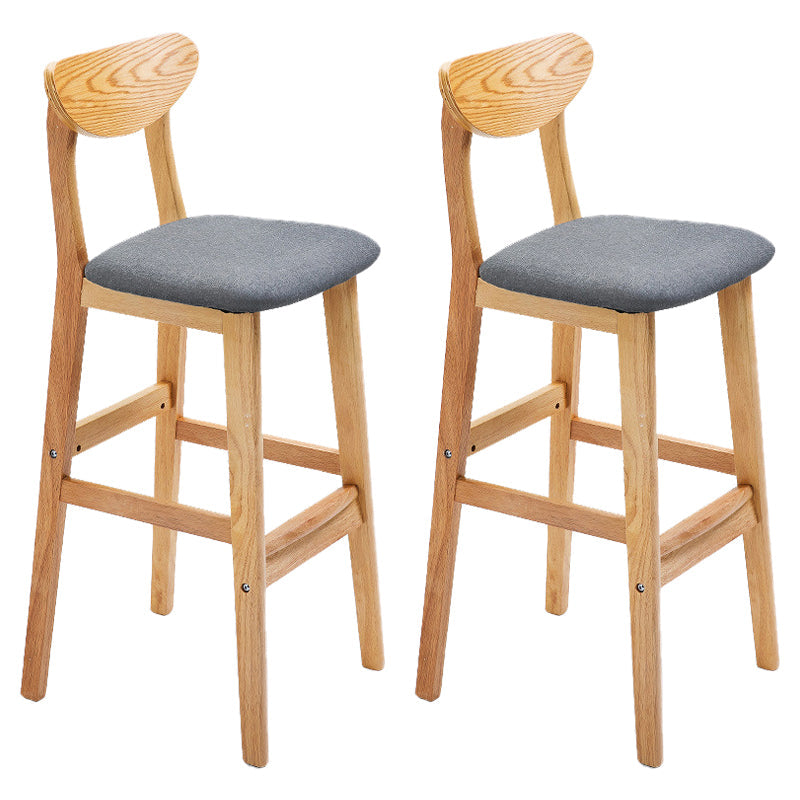 Scandinavian Matte Finish Upholstered Counter Height Stool Home Solid Wood Bar Stool Grey Natural 2 Piece Set Clearhalo 'Bar Furniture' 'Bar Stools' 'bar_stools' 'furn' 'furn_bar_stools' 'Furniture' 'furniture_bar_stools' 'Kitchen & Dining Furniture' 4861744