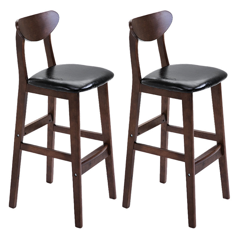 Scandinavian Matte Finish Upholstered Counter Height Stool Home Solid Wood Bar Stool Black Brown 2 Piece Set Clearhalo 'Bar Furniture' 'Bar Stools' 'bar_stools' 'furn' 'furn_bar_stools' 'Furniture' 'furniture_bar_stools' 'Kitchen & Dining Furniture' 4861748