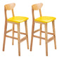 Scandinavian Matte Finish Upholstered Counter Height Stool Home Solid Wood Bar Stool Yellow Natural 2 Piece Set Clearhalo 'Bar Furniture' 'Bar Stools' 'bar_stools' 'furn' 'furn_bar_stools' 'Furniture' 'furniture_bar_stools' 'Kitchen & Dining Furniture' 4861752