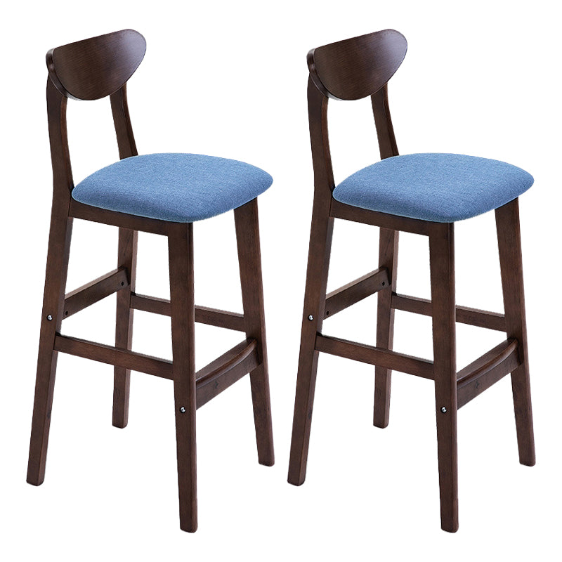 Scandinavian Matte Finish Upholstered Counter Height Stool Home Solid Wood Bar Stool Blue Brown 2 Piece Set Clearhalo 'Bar Furniture' 'Bar Stools' 'bar_stools' 'furn' 'furn_bar_stools' 'Furniture' 'furniture_bar_stools' 'Kitchen & Dining Furniture' 4861756