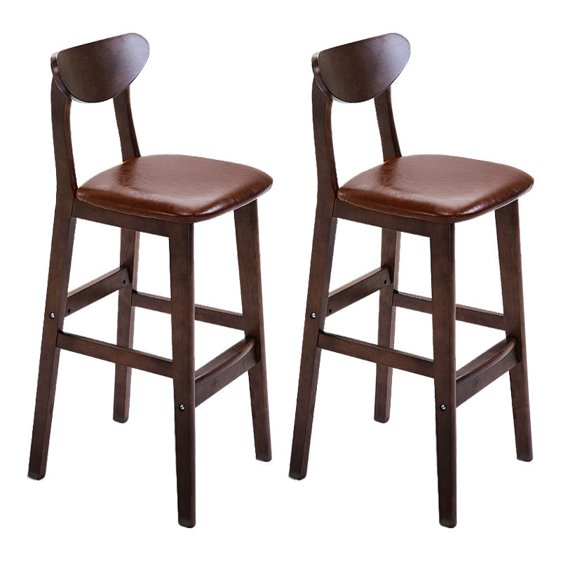 Scandinavian Matte Finish Upholstered Counter Height Stool Home Solid Wood Bar Stool Brown Brown 2 Piece Set Clearhalo 'Bar Furniture' 'Bar Stools' 'bar_stools' 'furn' 'furn_bar_stools' 'Furniture' 'furniture_bar_stools' 'Kitchen & Dining Furniture' 4861758