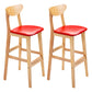 Scandinavian Matte Finish Upholstered Counter Height Stool Home Solid Wood Bar Stool Red Natural 2 Piece Set Clearhalo 'Bar Furniture' 'Bar Stools' 'bar_stools' 'furn' 'furn_bar_stools' 'Furniture' 'furniture_bar_stools' 'Kitchen & Dining Furniture' 4861763
