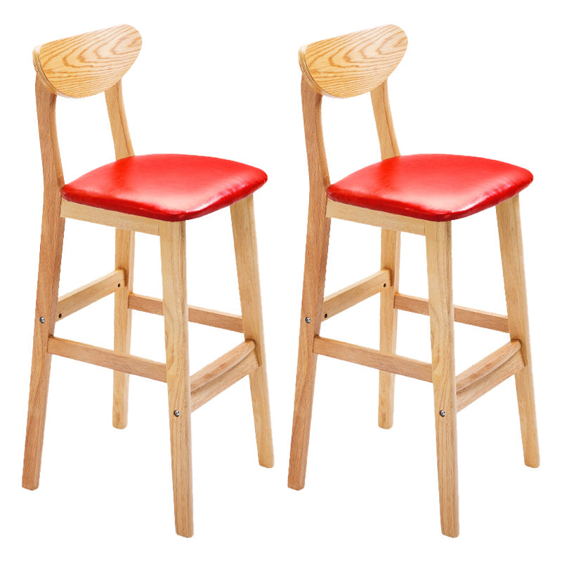 Scandinavian Matte Finish Upholstered Counter Height Stool Home Solid Wood Bar Stool Red Natural 2 Piece Set Clearhalo 'Bar Furniture' 'Bar Stools' 'bar_stools' 'furn' 'furn_bar_stools' 'Furniture' 'furniture_bar_stools' 'Kitchen & Dining Furniture' 4861763
