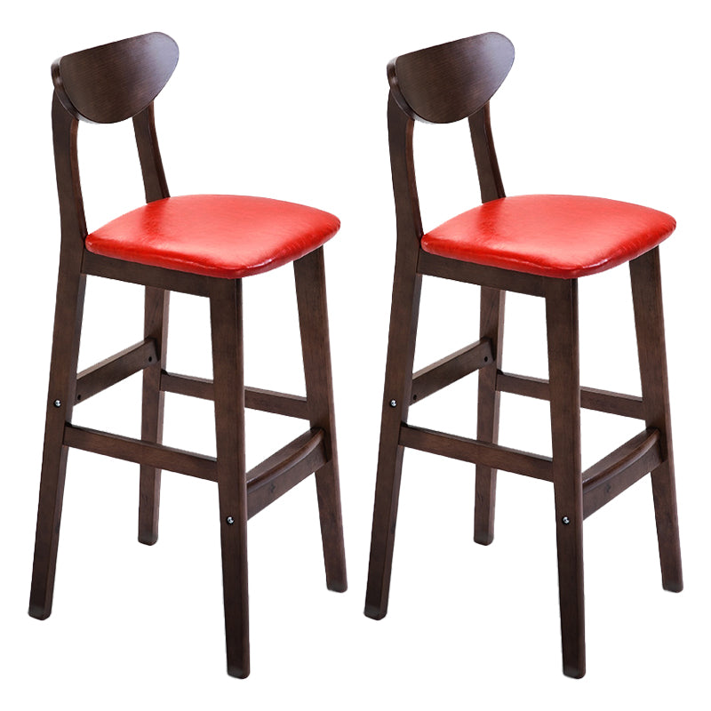 Scandinavian Matte Finish Upholstered Counter Height Stool Home Solid Wood Bar Stool Red Brown 2 Piece Set Clearhalo 'Bar Furniture' 'Bar Stools' 'bar_stools' 'furn' 'furn_bar_stools' 'Furniture' 'furniture_bar_stools' 'Kitchen & Dining Furniture' 4861765