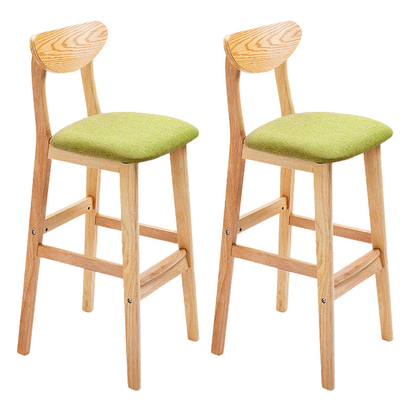 Scandinavian Matte Finish Upholstered Counter Height Stool Home Solid Wood Bar Stool Green Natural 2 Piece Set Clearhalo 'Bar Furniture' 'Bar Stools' 'bar_stools' 'furn' 'furn_bar_stools' 'Furniture' 'furniture_bar_stools' 'Kitchen & Dining Furniture' 4861767