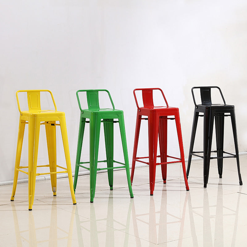 Industrial Footrest Iron Bar Stool Matte Finish Restaurant Stool Clearhalo 'Bar Furniture' 'Bar Stools' 'bar_stools' 'furn' 'furn_bar_stools' 'Furniture' 'furniture_bar_stools' 'Kitchen & Dining Furniture' 4861808