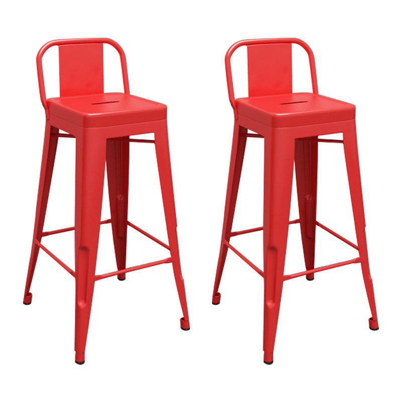 Industrial Footrest Iron Bar Stool Matte Finish Restaurant Stool Red 2 Piece Set Clearhalo 'Bar Furniture' 'Bar Stools' 'bar_stools' 'furn' 'furn_bar_stools' 'Furniture' 'furniture_bar_stools' 'Kitchen & Dining Furniture' 4861809