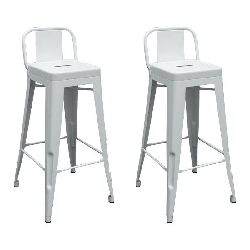 Industrial Footrest Iron Bar Stool Matte Finish Restaurant Stool White 2 Piece Set Clearhalo 'Bar Furniture' 'Bar Stools' 'bar_stools' 'furn' 'furn_bar_stools' 'Furniture' 'furniture_bar_stools' 'Kitchen & Dining Furniture' 4861810