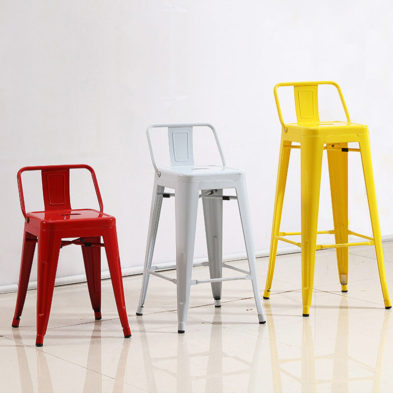 Industrial Footrest Iron Bar Stool Matte Finish Restaurant Stool Clearhalo 'Bar Furniture' 'Bar Stools' 'bar_stools' 'furn' 'furn_bar_stools' 'Furniture' 'furniture_bar_stools' 'Kitchen & Dining Furniture' 4861811