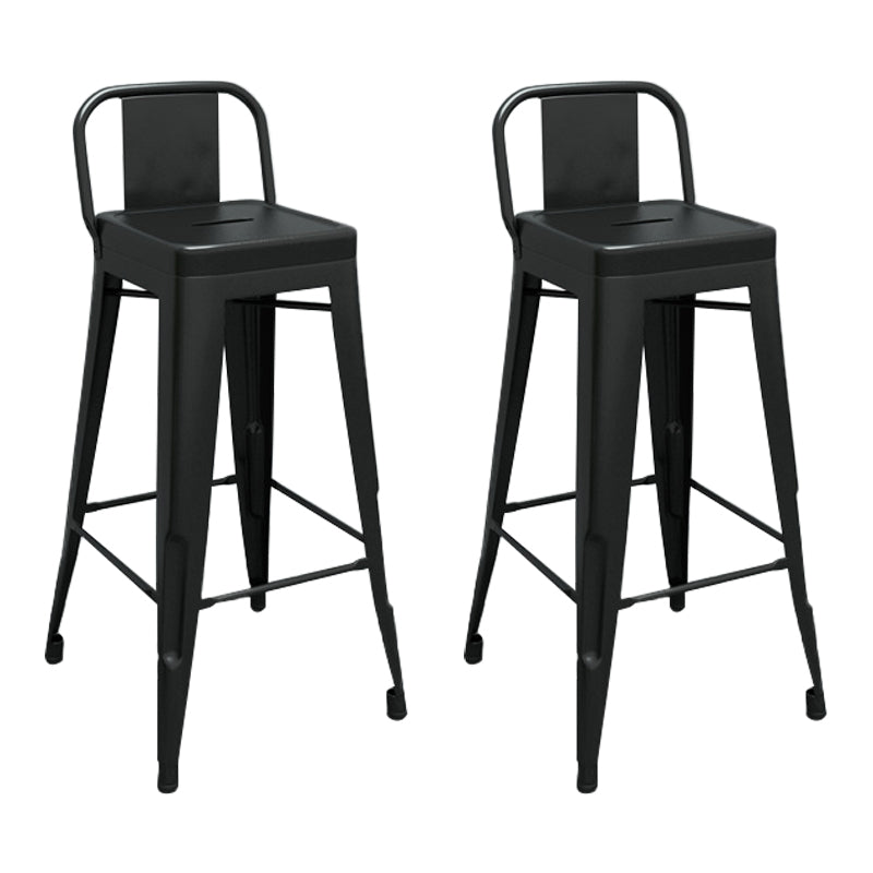 Industrial Footrest Iron Bar Stool Matte Finish Restaurant Stool Black 2 Piece Set Clearhalo 'Bar Furniture' 'Bar Stools' 'bar_stools' 'furn' 'furn_bar_stools' 'Furniture' 'furniture_bar_stools' 'Kitchen & Dining Furniture' 4861814