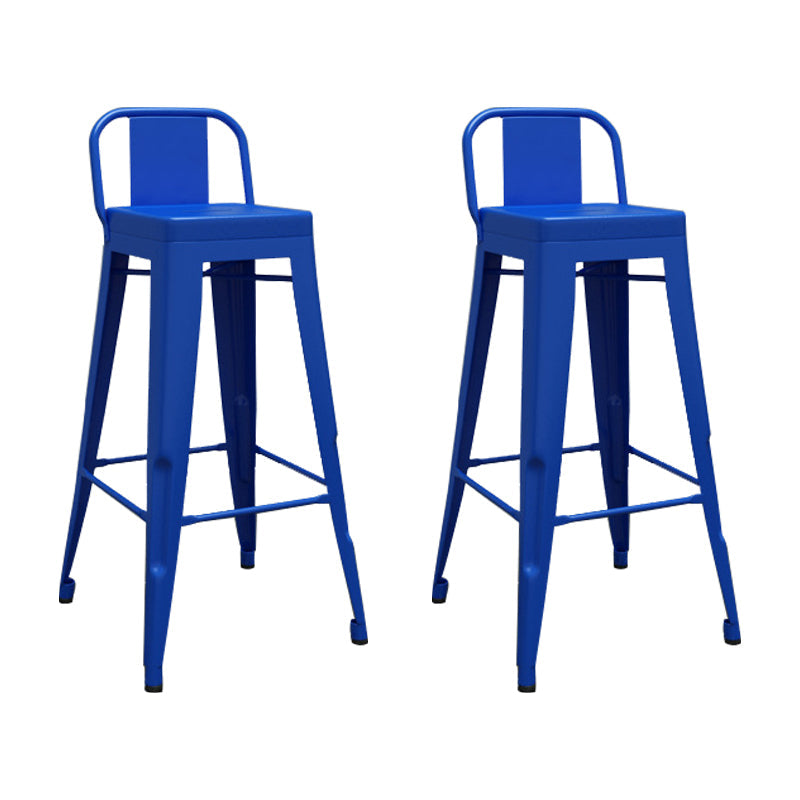 Industrial Footrest Iron Bar Stool Matte Finish Restaurant Stool Blue 2 Piece Set Clearhalo 'Bar Furniture' 'Bar Stools' 'bar_stools' 'furn' 'furn_bar_stools' 'Furniture' 'furniture_bar_stools' 'Kitchen & Dining Furniture' 4861821