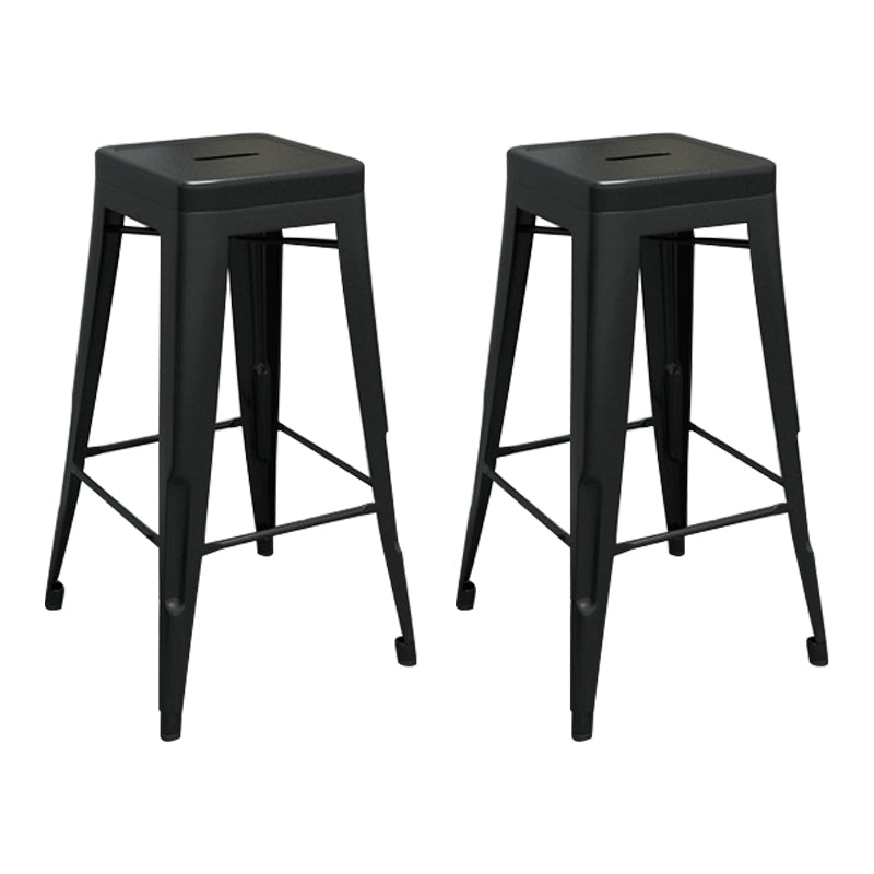 Industrial Stackable Iron Bar Stool Matte Finish 30-inch Home Stool Black 2 Piece Set Clearhalo 'Bar Furniture' 'Bar Stools' 'bar_stools' 'furn' 'furn_bar_stools' 'Furniture' 'furniture_bar_stools' 'Kitchen & Dining Furniture' 4861826