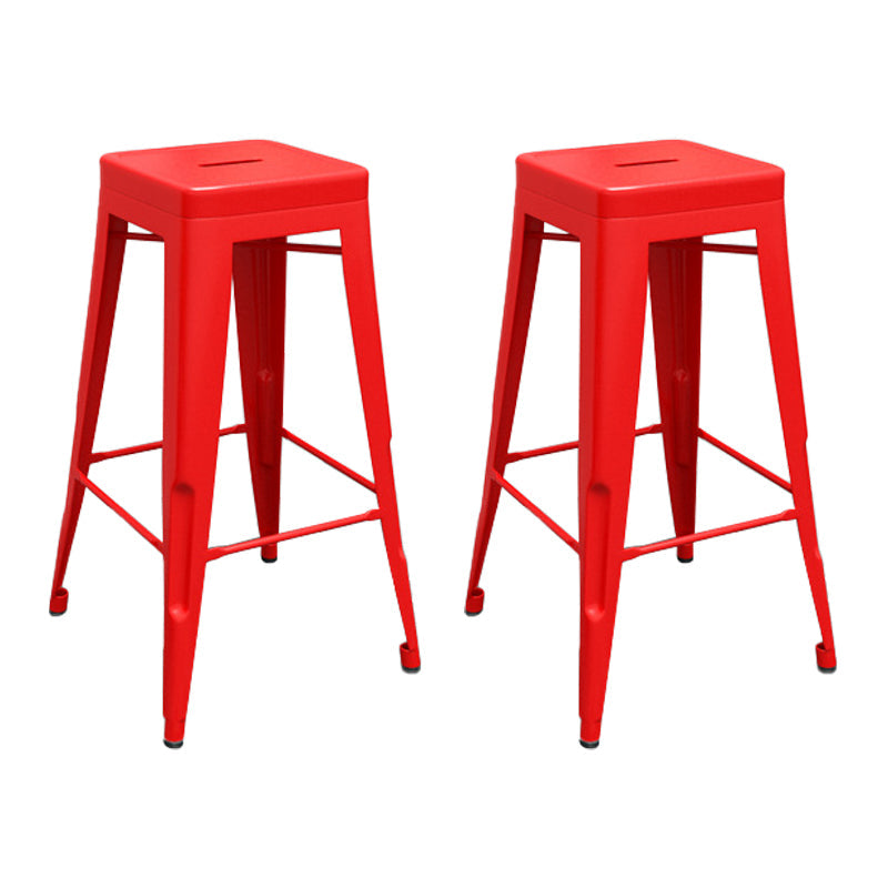 Industrial Stackable Iron Bar Stool Matte Finish 30-inch Home Stool Red 2 Piece Set Clearhalo 'Bar Furniture' 'Bar Stools' 'bar_stools' 'furn' 'furn_bar_stools' 'Furniture' 'furniture_bar_stools' 'Kitchen & Dining Furniture' 4861827