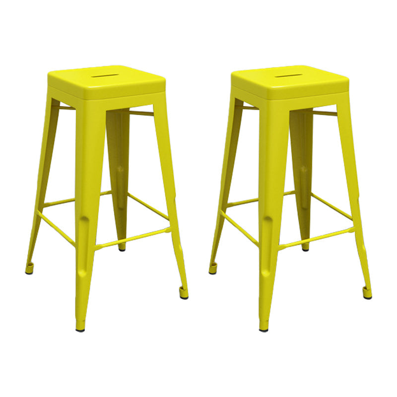 Industrial Stackable Iron Bar Stool Matte Finish 30-inch Home Stool Yellow 2 Piece Set Clearhalo 'Bar Furniture' 'Bar Stools' 'bar_stools' 'furn' 'furn_bar_stools' 'Furniture' 'furniture_bar_stools' 'Kitchen & Dining Furniture' 4861831
