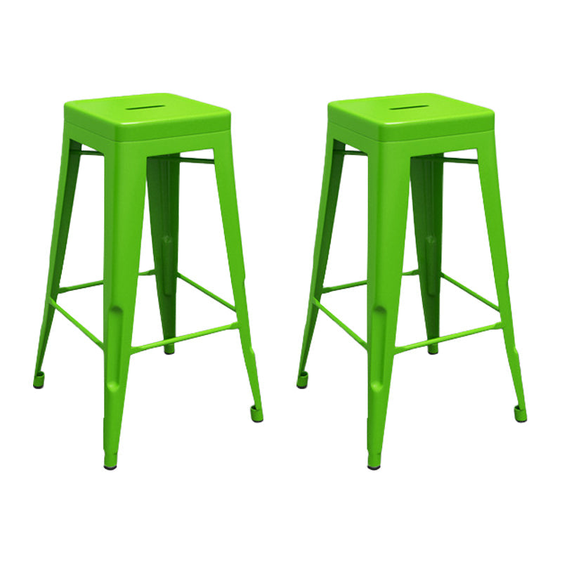 Industrial Stackable Iron Bar Stool Matte Finish 30-inch Home Stool Green 2 Piece Set Clearhalo 'Bar Furniture' 'Bar Stools' 'bar_stools' 'furn' 'furn_bar_stools' 'Furniture' 'furniture_bar_stools' 'Kitchen & Dining Furniture' 4861835