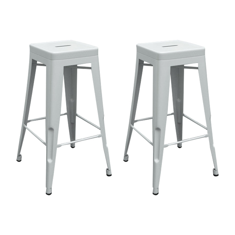 Industrial Stackable Iron Bar Stool Matte Finish 30-inch Home Stool White 2 Piece Set Clearhalo 'Bar Furniture' 'Bar Stools' 'bar_stools' 'furn' 'furn_bar_stools' 'Furniture' 'furniture_bar_stools' 'Kitchen & Dining Furniture' 4861837