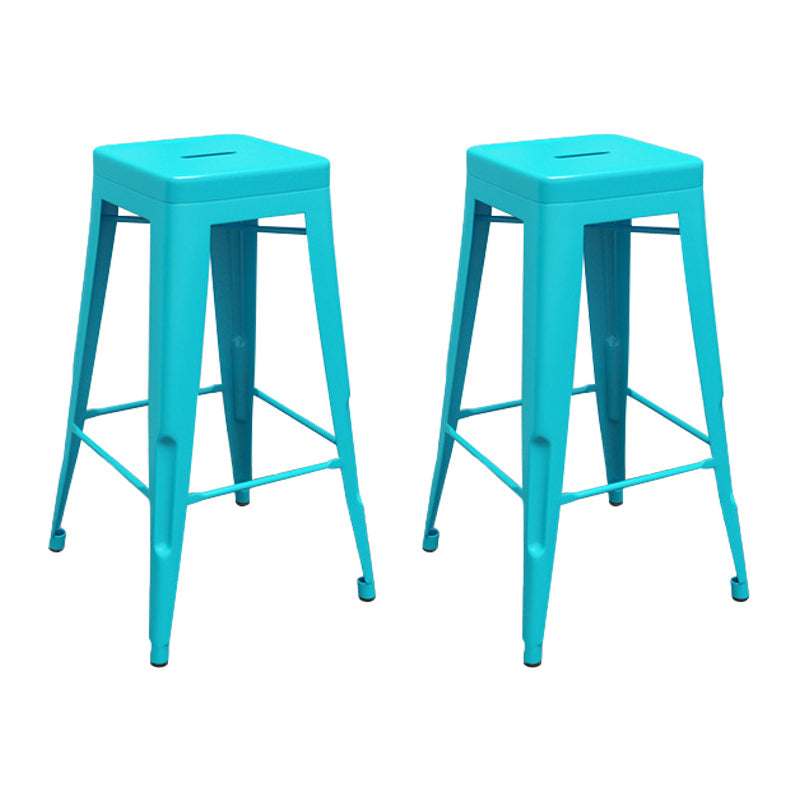 Industrial Stackable Iron Bar Stool Matte Finish 30-inch Home Stool Blue 2 Piece Set Clearhalo 'Bar Furniture' 'Bar Stools' 'bar_stools' 'furn' 'furn_bar_stools' 'Furniture' 'furniture_bar_stools' 'Kitchen & Dining Furniture' 4861838